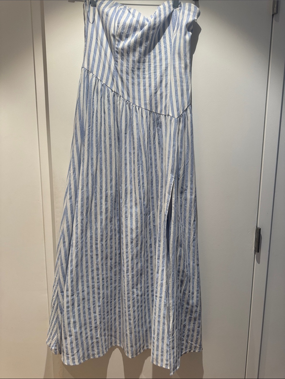 Blue and White Striped Maxi dress